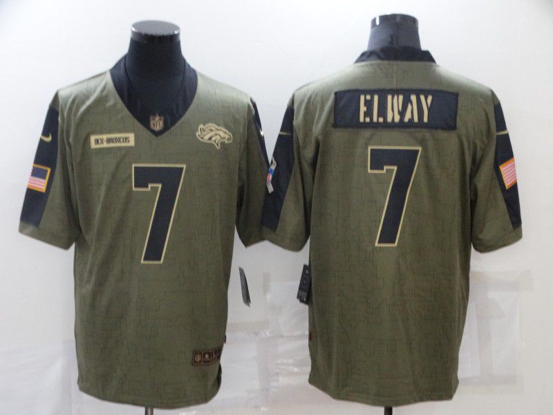Men Denver Broncos #7 Elway green Nike Olive Salute To Service Limited NFL Jersey
